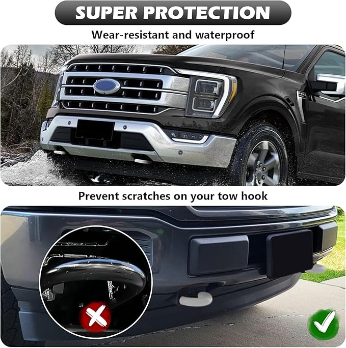 Tow Hooks Covers for Ford F150 2004-2026 Bronco Base/Big Bend/Outer Banks 2021-2026 Compatible with Toyota Tundra Accessories 2017-2021 (White)