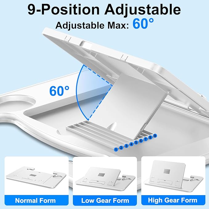 3 in1 Car Steering Wheel Tray Table for Laptop, Height Adjustable Car Table Tray for Driver, Car Food Tray with Drinks Holder,Multipurpose Travel Car Accessories for Long Road Trips-White