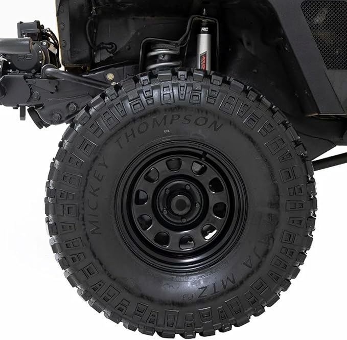 Rough Country Black Steel Wheel - 16x8, 5x5.5 Bolt Pattern, -12mm Offset, 4.25 Centerbore, 4.5" Backspacing, Heavy-Duty D-Window Off-Road Rim for Trucks & Jeeps