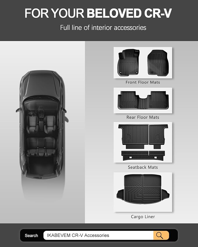 All Weather Floor Mats Fit for 2017-2022 Honda CR-V All Models (Include Hybrid) - Custom Fit TPE Floor Liners Accessories for Honda CRV 1st and 2nd Row Full Set Car Mats