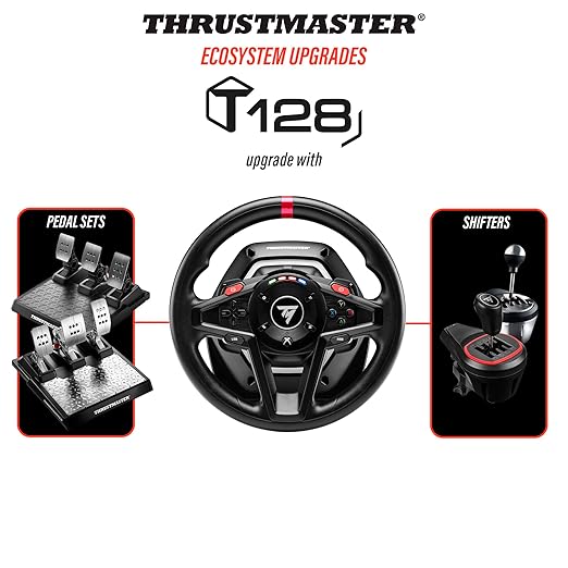 Thrustmaster T128 Racing Wheel & Pedal Set for Xbox Series X|S and PC – Force Feedback Gaming Steering Wheel for Driving Simulator
