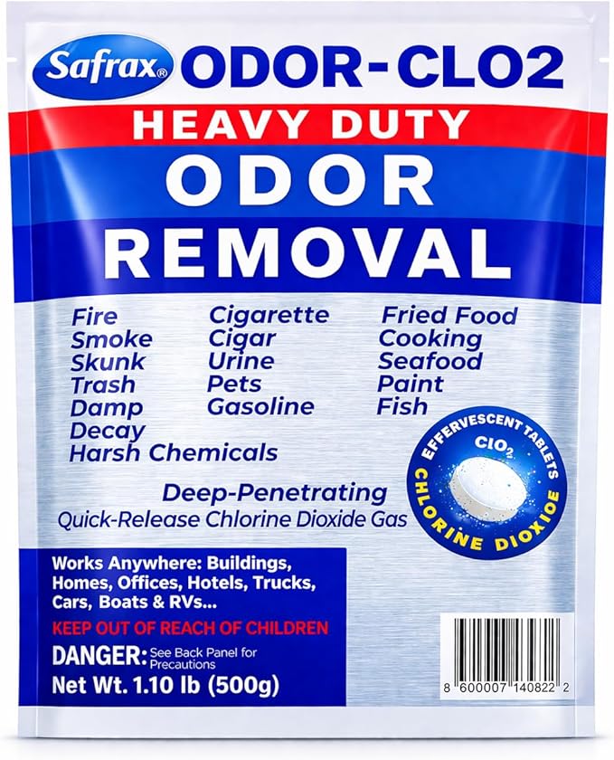 ODOR-CLO2 Chlorine Dioxide Odor Removal - Professional Grade Odor Remover for Home & Commercial Use, 500g