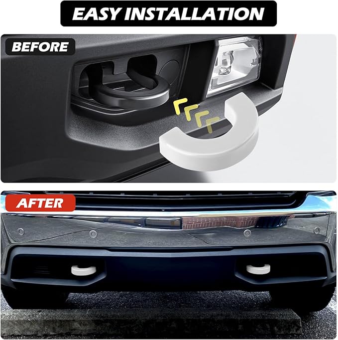 Tow Hook Covers Fit for Chevy Silverado 1500 2007-2026/GMC Sierra 1500 2007-2018, Customized Car Tow Hooks Compatible with Chevrolet Silverado 1500 Accessories 2007-2026 (White)