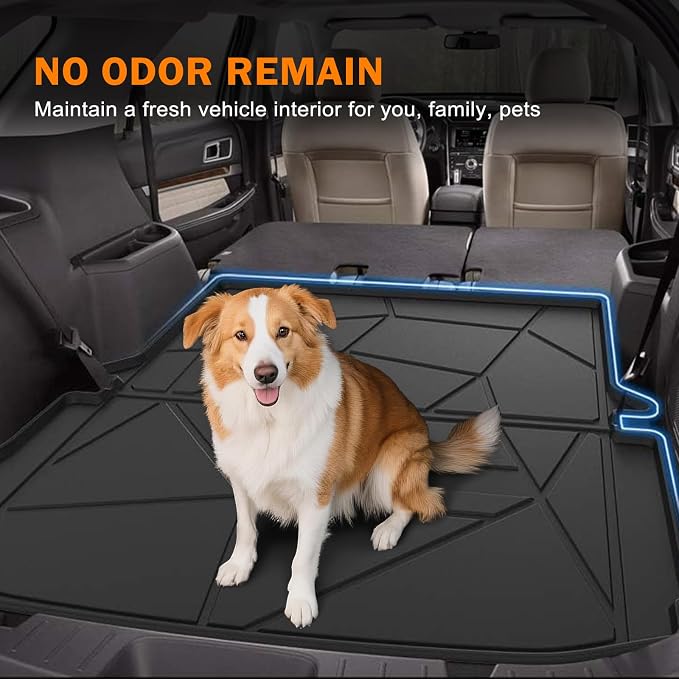 KUST Trunk Cargo Mat for 2011-2019 Ford Explorer, Rear Cargo Trunk Liner for Explorer Accessories All Weather Protection TPE Rubber Raised Edge
