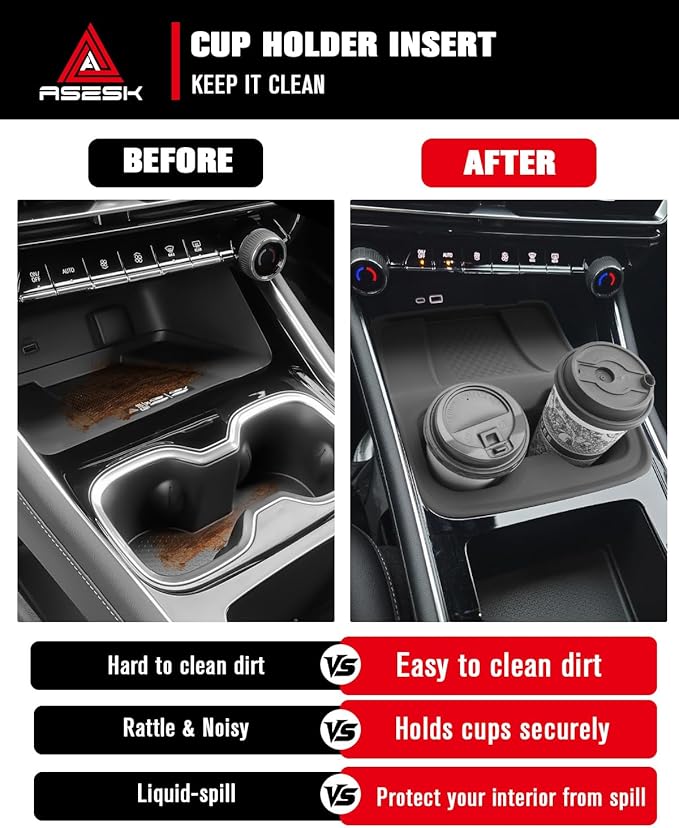 for 2024-2026 Chevy Traverse 2-in-1 Cup Holder Insert&Wireless Charging Mat TPE Materials