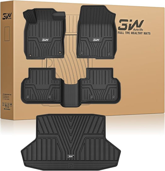 3W Floor Mats & Cargo Liner Fit for 2026 2022-2025 Honda Civic Sedan (Not Fit Hybrid/Manual/Hatchback), TPE Custom Fit Floor Liner and Trunk Full Set Car Mats