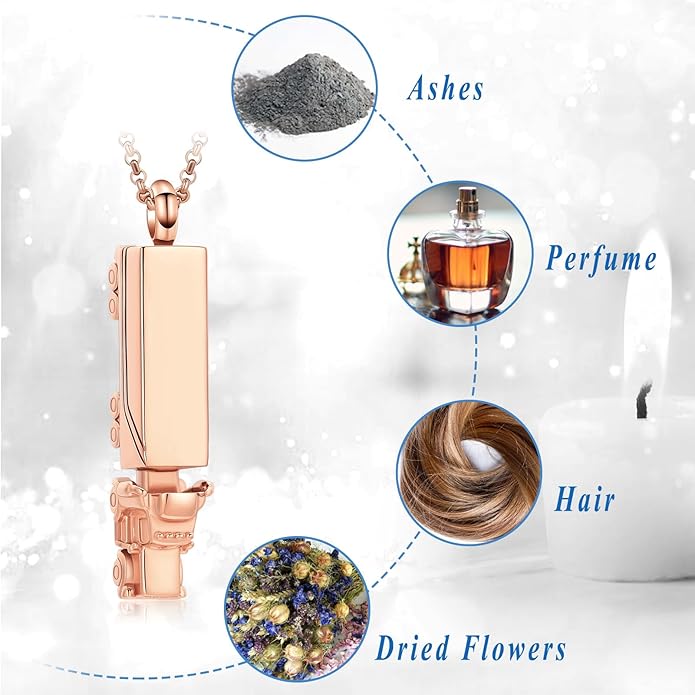 Urn Necklace for Ashes 18 Wheeler Semi Truck Cremation Jewelry for Men Memorial Urn Pendant Ashes Locket Necklace Keepsake Gifts
