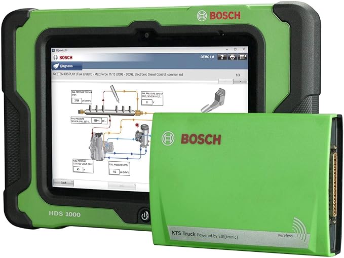 Bosch Automotive Tools 3824A ESI[Truck] Professional Heavy Duty and Commercial Vehicle Diagnostic Solution with HDS 1000 Tablet and Wireless VCI