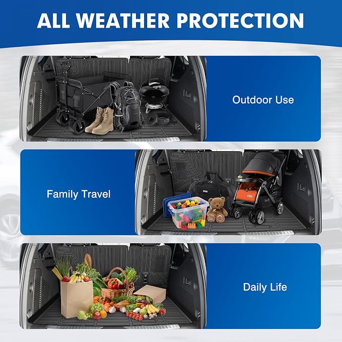 Mixsuper Cargo Liner for Chevy Suburban/GMC Yukon XL 2021-2026, All Weather Trunk Mat Backrest Mat TPE Back Seat Cover Protector for Suburban Yukon XL Accessories