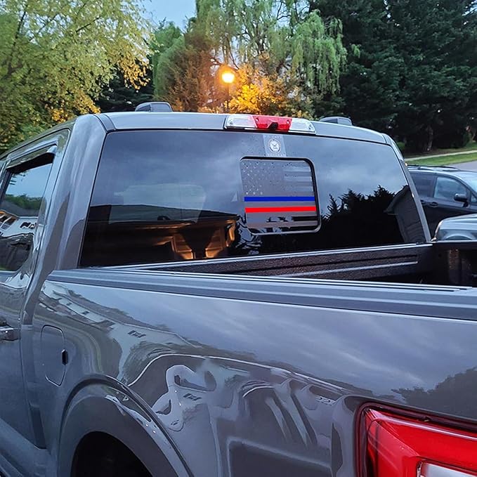 Xinghe for Ford F150 F250 F350 2015-2025 2026, Rear Middle Window American Flag Decals, Matte Black USA Flag Decal for Truck Back Window, for Ford Raptor 2015-2025 Accessories
