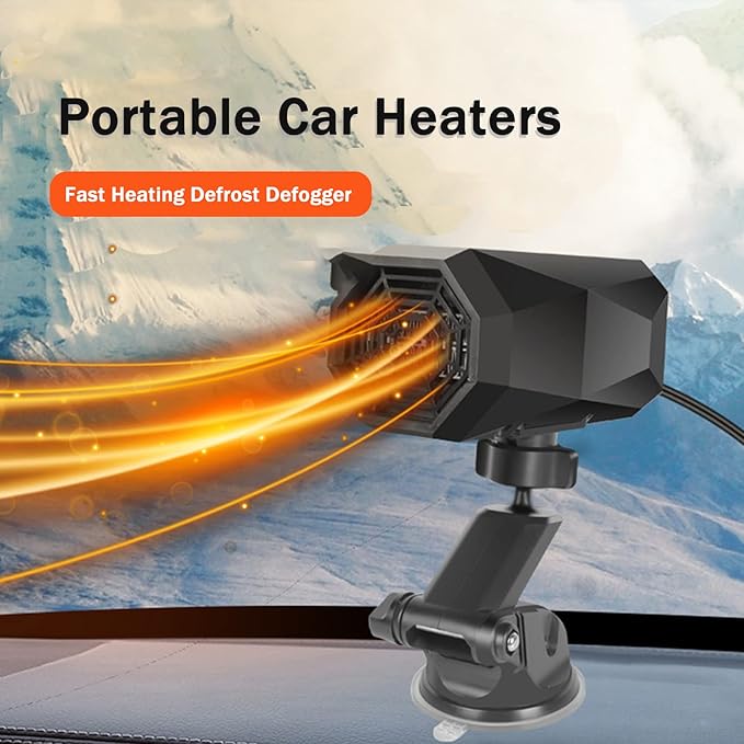 【2025 NEW】Portable Car Heater,2 in 1 Auto Heater, Fast Heating Defrost Defogger Cooling 12V Lighter Heater 60 Second Plug in Car Cig Lighter Demister, Car Fan Windshield Defroster (QH-N209)