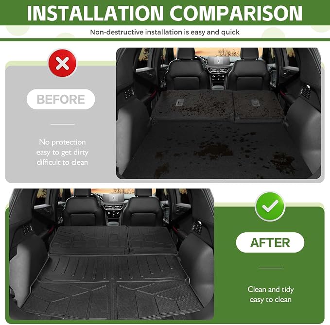Cargo Liners for 2020-2025 Ford Escape Trunk Mat with Seat Back Cover Accessories, All Weather Rear Cargo Mat Backrest Protector for 2020 2021 2022 2023 2024 2025 Escape