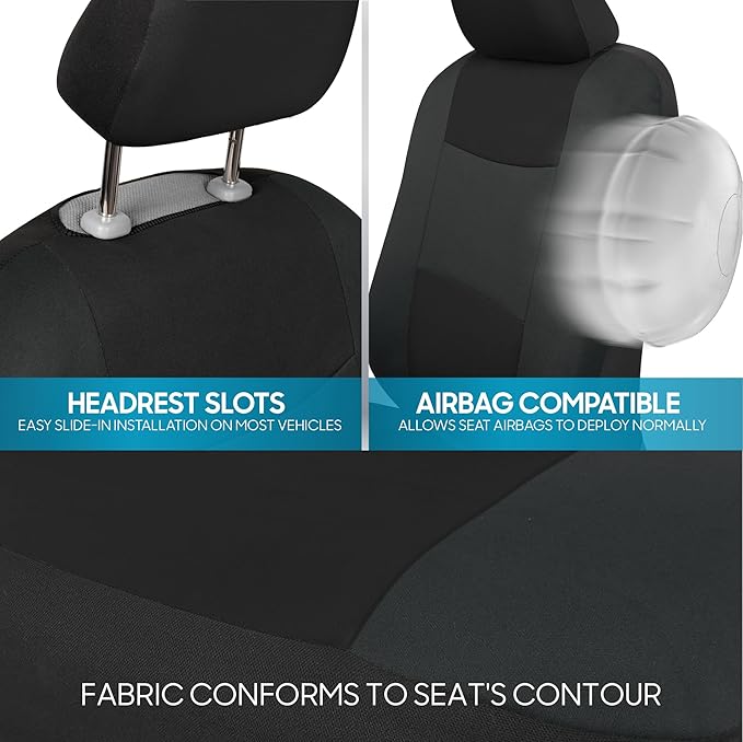 BDK PolyPro Car Seat Covers Full Set in Reverse Charcoal, Front and Rear Split Bench Seat Covers for Cars, Easy to Install Car Seats Cover Set and Accessories for Auto Trucks SUV - Reverse Charcoal
