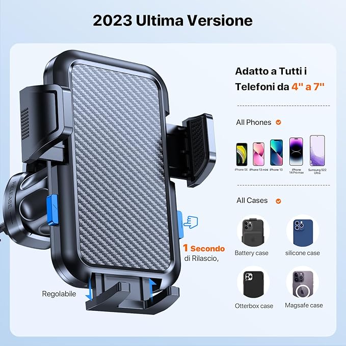 Miracase Phone Holders for Your Car with Metal Hook Clip, Air Vent Cell Phone Stand Car Mount,Universal Automobile Cradle for Garmin GPS Fit iPhone Android and All Smartphones ，Carbon Fiber