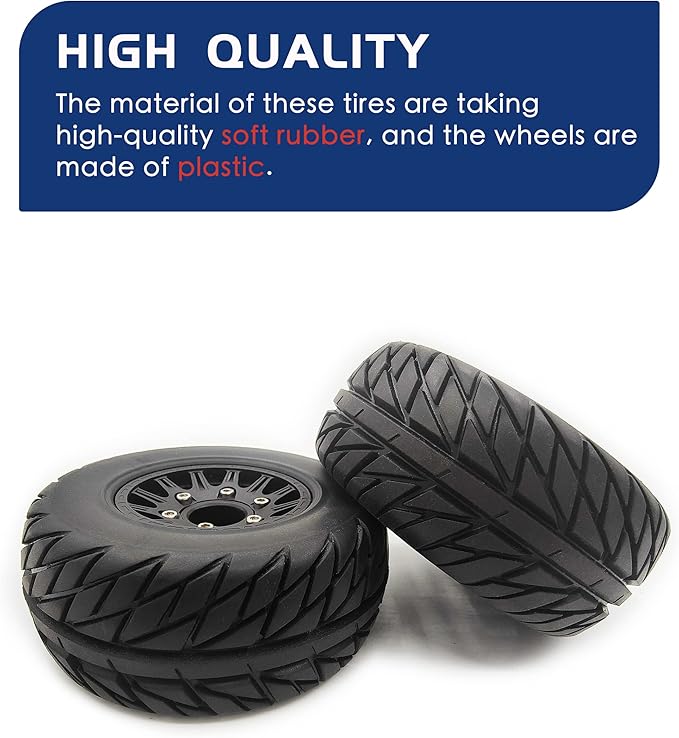 RC Short Course Truck Tires with Foam Inserts for 1/10 Scale Arrma Senton Tires Traxxas Slash Tires Axial Redcat Rc4wd Hex Detachable Replacement 17mm 14mm 12mm RC Wheels and Tires