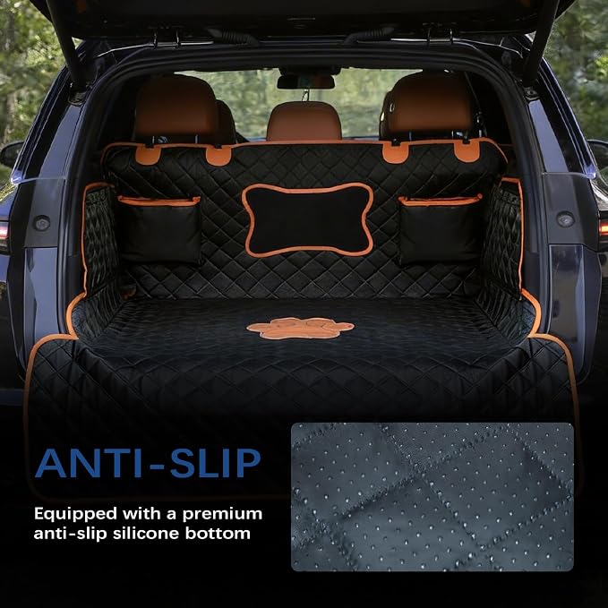 SUV Cargo Liner for Dogs, PU Leather, Dog Paw, XL | 100% Waterproof, Pet Trunk Cargo Cover, Bumper Flap Protector & Side Walls, Fit Most Large or Full-Size SUV