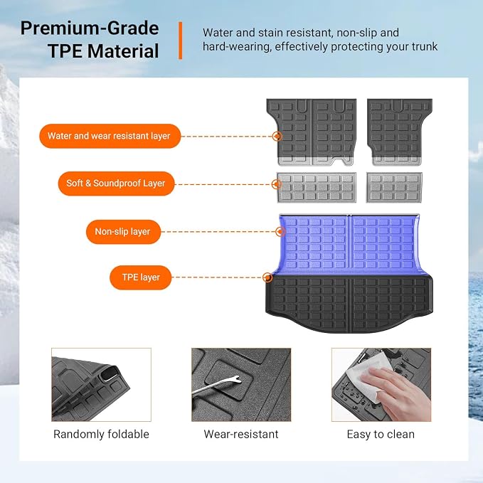 powoq Cargo Mat Compatible with 2013 2014 2015 2016 2017 2018 Toyota RAV4 Cargo Liner Backrest Mat TPE All Weather Replacement for Toyota RAV4 Accessories (Trunk Mat+Backrest Mats)
