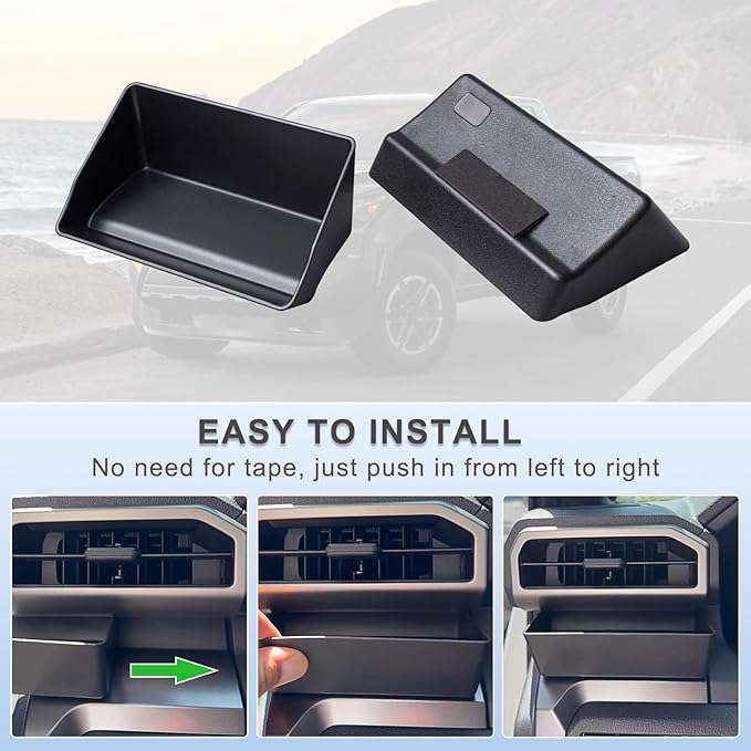 Driver's Air Vent Storage Tray Compatible with 2024 2025 2026 Toyota Tacoma and 2025 2026 Toyota 4Runner Accessories Driver's Side Extra Storage Organizer for Key Coin Card (Upgrade, No need for tape)