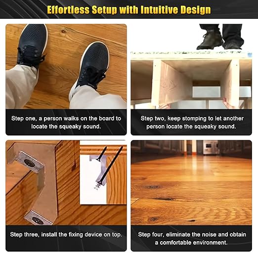 CNQLIS Squeaky Wood Relief Floor Repair Kit Can be Safely Used on Any 5/8 inch or Thicker subfloor,Eliminating Squeaky Floor Sounds,Without Holes(Black,24 Pcs)