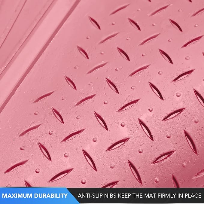 PIC AUTO Heavy Duty Cargo Liner, Trimmable All-Weather Rubber Trunk Mat for Cars, SUVs, Vans & Trucks, Anti-Slip Backing, Durable Protection, Large, Pink