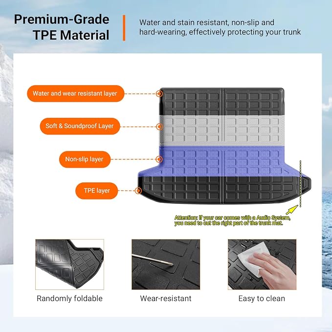 powoq Trunk Mat Compatible with 2022-2026 Hyundai Tucson Cargo Liner TPE Trunk Liner (Fit with Optional Bose Premium Audio System) Replacement for 2022-2025 2026 Hyundai Tucson Accessories (Trunk Mat)