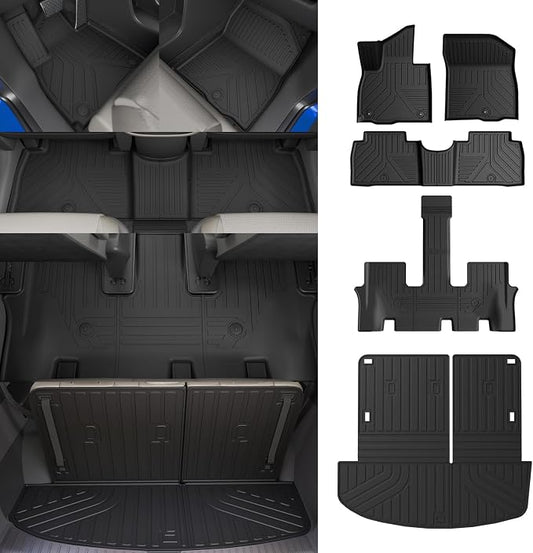 Rongtaod Floor Mats Compatible with 2026 Hyundai Palisade Gas Cargo Mat Trunk Mat Cargo Liner 7-Seater Back Seat Protector All Weather Palisade Accessories (Floor Mats+Trunk Mat with Backrest Mat)