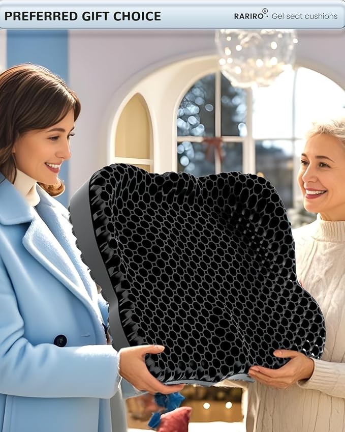 Gel Seat Cushion for Long Sitting(Enlarged & Thickened), Cooling Pressure Relief Seat Cushion for Wheelchair, Driving, Kayak, Office Desk Chair Seat Pad Gel for Heavy People[Black-2.75" Thick]