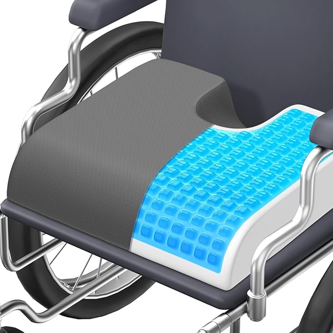 TranquilMoments U-Shaped Gel Memory Foam Seat Cushion, Wheelchair Cushion with Cooling Gel, Ergonomic Coccyx Cushion for Office Chair & Car,Relieve Tailbone Pain, Sciatica, Back Pain, Non-Slip Bottom