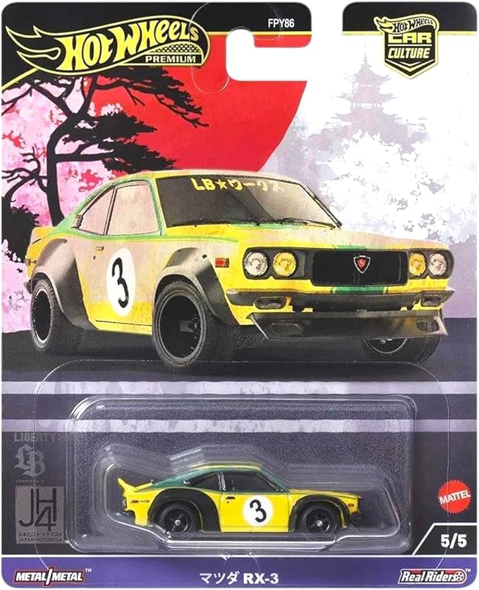 Hot Wheels Premium Car Culture Japan Historics 4 FPY86-961B: Complete 5-Car 1:64 Die-Cast JDM Set ('64 Prince Skyline GT, '72 Corolla Levin TE27, '73 Civic Custom, Mazda RX-3, Nissan Fairlady Z)