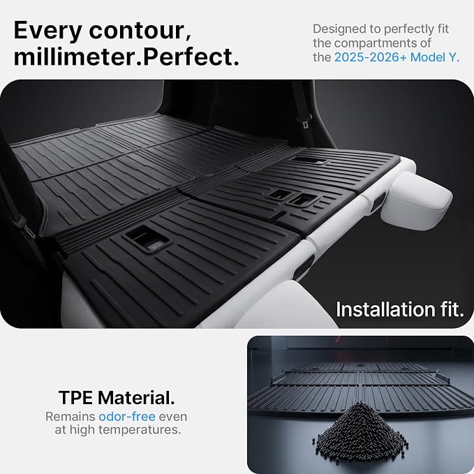 for Tesla Model Y Juniper 5-Seat Rear Trunk Mat with Backrest Mats All-Weather Seat Back Cover Seatback Liner TPE Interior Accessories 2025 2026 New