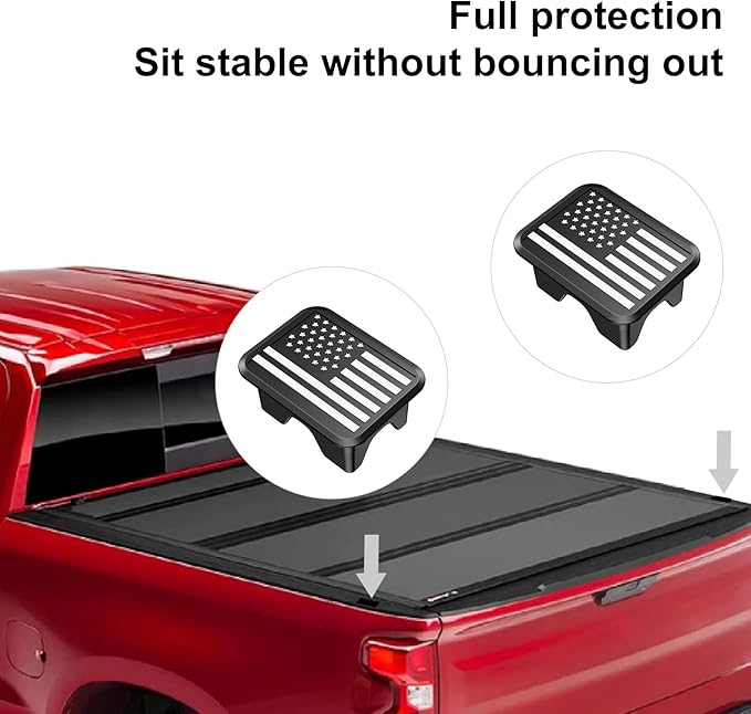 EGOVO Bed Rail Stake Pocket Covers Compatible with 2019-2026 Dodge Ram 1500 2500, Rear Truck Tonneau Stake Hole Caps Plugs, Weatherproof Snow & Rust Protection Accessories - 2PCS Black & White Flag
