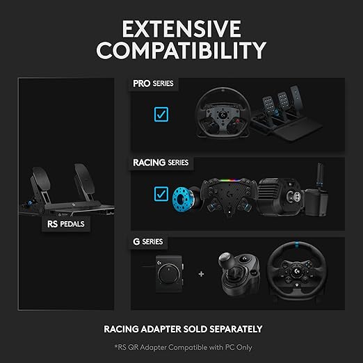 Logitech G RS Pedals - Sim Racing Pedals with 75 kg Load Cell Brake, Adjustable Pedal Positions, Modular Design, Robust Extendable Steel Frame