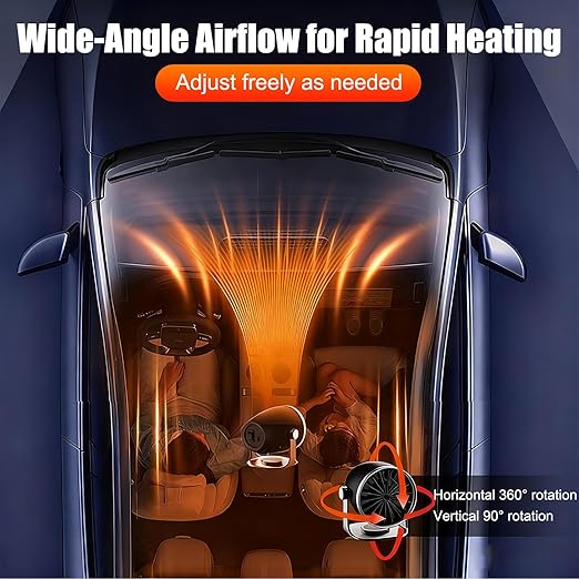 OBEST Portable Heater, 12V Car Heater with Heating & Cooling 2 in 1 Car Defroster, 360° Rotary Portable Heaters for Car, Unrestricted Current Car Warmer for Auto Truck SUV Vehicle