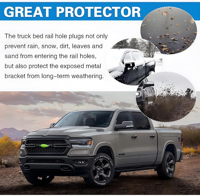 Shademax for Dodge Ram 1500 Stake Pocket Covers Rear Truck Tonneau Covers Bed Rail Stake Pocket Cover, Stake Holes Caps Plugs Compatible with 2019-2025 2026 Dodge Ram 1500 2500 Accessories (Set of 2)