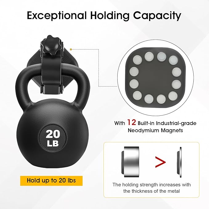 4 Pack Heavy Duty Magnetic Shovel Holder for Truck, No-Drill Strong Metal Magnet Hook Mount Rack for Flag, Paddle, Utility Tool, Organizer for RV, Garage, Trailer, Cruise, ATV Storage