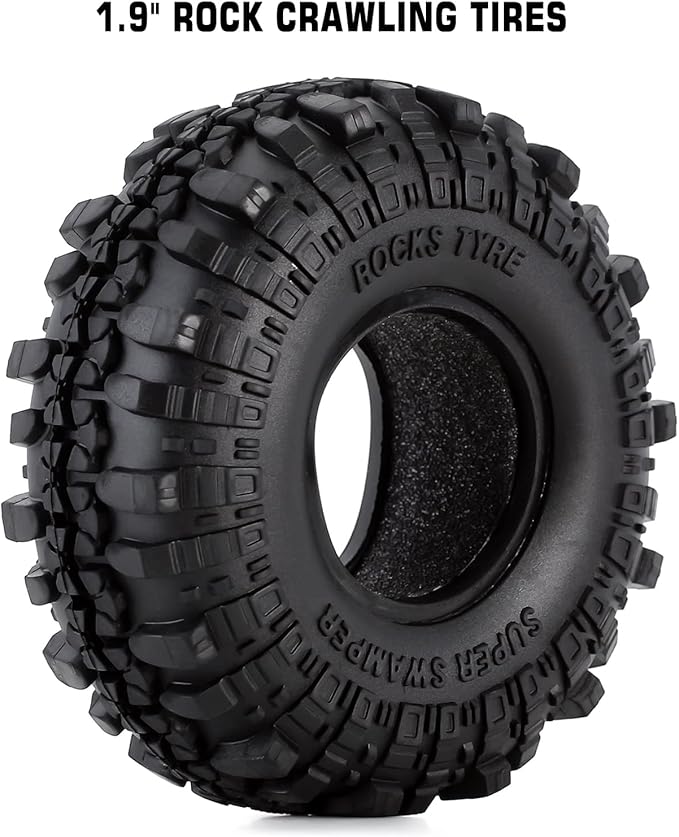 INJORA RC Tires 1.9inch 4Pcs RC Rubber Tyre Set Wheel Tires for 1:10 RC Crawler Axial SCX10 90046 SCX10 III AXI03007 Tamiya CC01 D90 D110