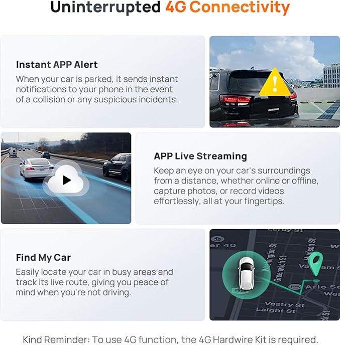 70mai 4K Dash Cam Front and Rear, 4K+1080P Dual STARVIS 2 Car Dash Camera for Cars, 4G LTE Remote Access, AI Motion Detection, WiFi 6, 5 GPS, 24H Parking Mode, HDR Night Vision, Voice Control, ADAS