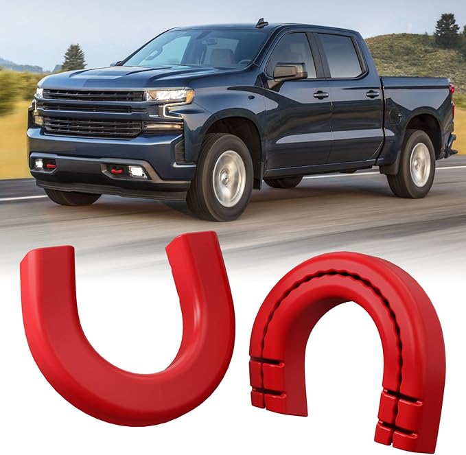 Extended Tow Hook Covers for Silverado 1500 2007-2026/GMC Sierra 1500 2007-2019, Front Tow Hooks Covers Compatible with Chevrolet Silverado 1500 Accessories Red (Not fit Verticle Tow Hooks)