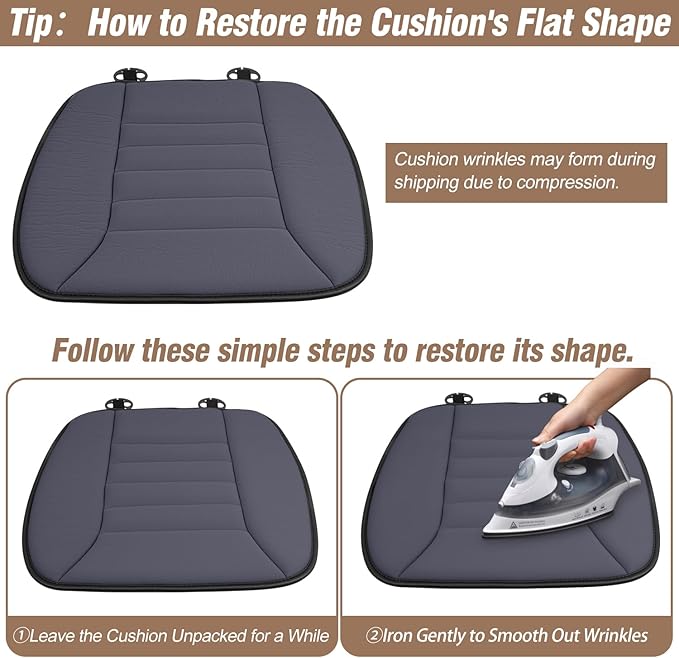 MYFAMIREA 2PCS Car Seat Cushion Pad 1.2" Thick Comfort Seat Protector for Car Driver Seat Office Chair Home Use Memory Foam Seat Cushion with Non Slip Bottom, 20'' x 18.5'', Dark Gray