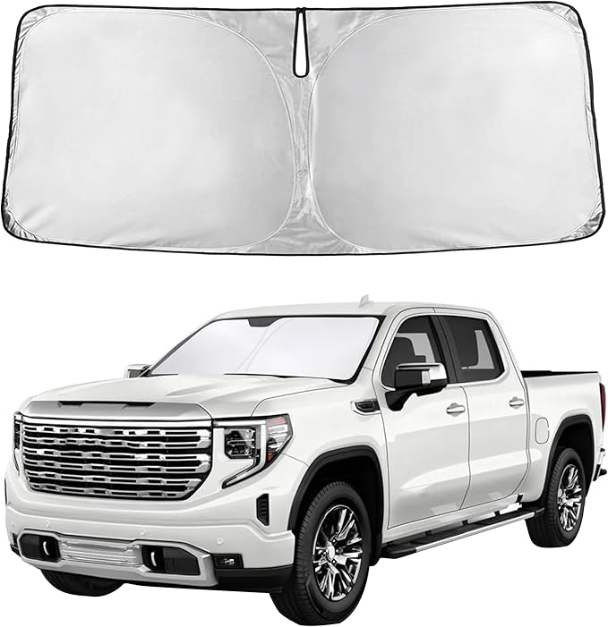 Autovir Windshield Sun Shade Fit for 2019-2024 2025 2026 Chevrolet Silverado/GMC Sierra Sun Shade, Front Window Sun Visor, UV Protection, Heat Blocker, Foldable Car Accessories