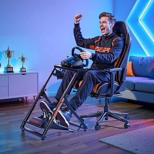 VEVOR Racing Wheel Stand, Adjustable & Foldable Simulator Stand for Logitech G923 G920 G29 G27, Thrustmaster T300RS TX F458 T500RS T3PA-PRO(F1/GT) Gaming Cockpit,Pedals Simulator NOT Included,Compact