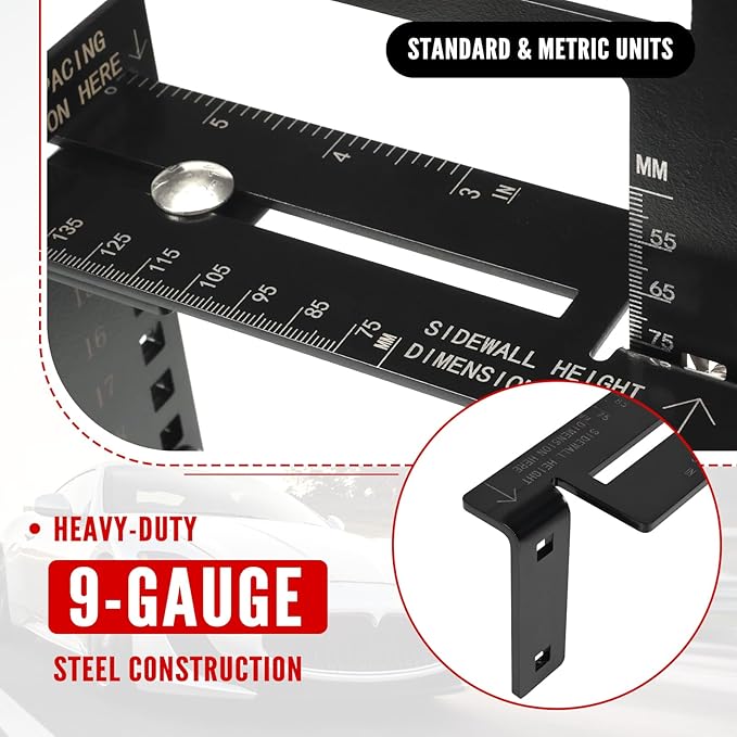 6-Lug Wheel Fitment Tool, Wheel Offset & Backspacing Measuring Tool, Simulates 14-22" Rim Diameter, 8-14" Tire Width, 2.5-11.5" Sidewall, 3-12" Clearance