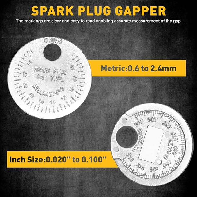 ELEAD 6-Piece 3/8" Drive Spark Plug Socket Set with Spark Plug Gapper, SAE & Metric, 5/8", 3/4", 13/16", 14mm, 18mm, CR-V Sockets with Rubber Holding Rings