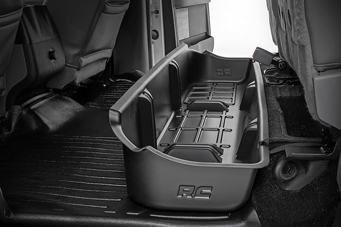 Rough Country Under Seat Storage for Ford F-150 (2009-2014) CrewCab - Custom-Fit, Durable, Anti-Skid Thermoplastic Under Seat Storage Compartment