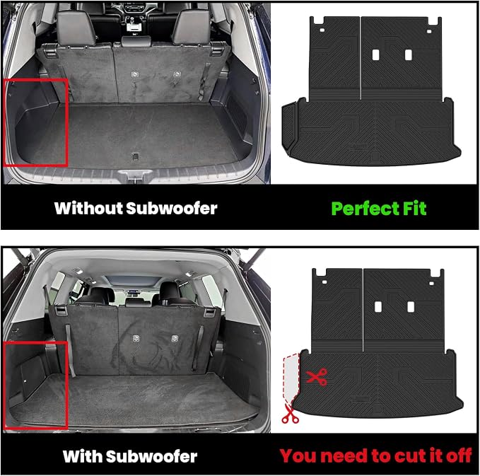 LASFIT Cargo Mat for Toyota Grand Highlander 2026 2025 2024 (Not for Highlander), All Weather TPE Custom Fit Rear Trunk Mat for 2026-2024 Grand Highlander Cargo&Backrest Mats
