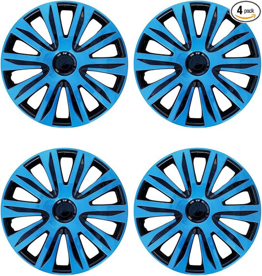 ABX Hubcaps,15 inch hubcaps Set of 4, Wheel Rim Cover ABS Material, Snap On Car Truck SUV Replacement, for Toyota Camry Nissan Mazda etc, Black&Blue