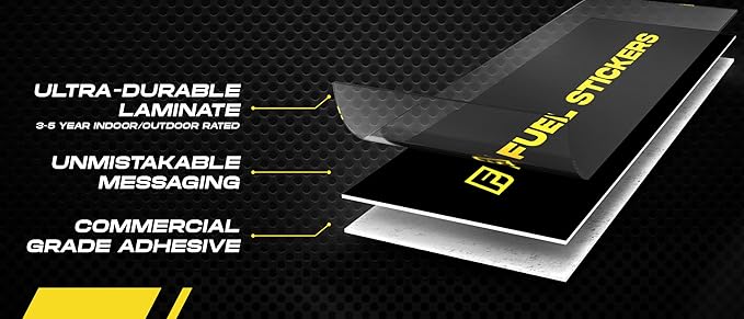E85 Stickers, Flex Fuel Label for Vehicles, Rental Cars, Fleet Trucks and SUVs - Weather Proof, Extreme Stick, Flex Fuel Decals by Fuel Stickers - USA Made (2x1 inch), 40 Labels