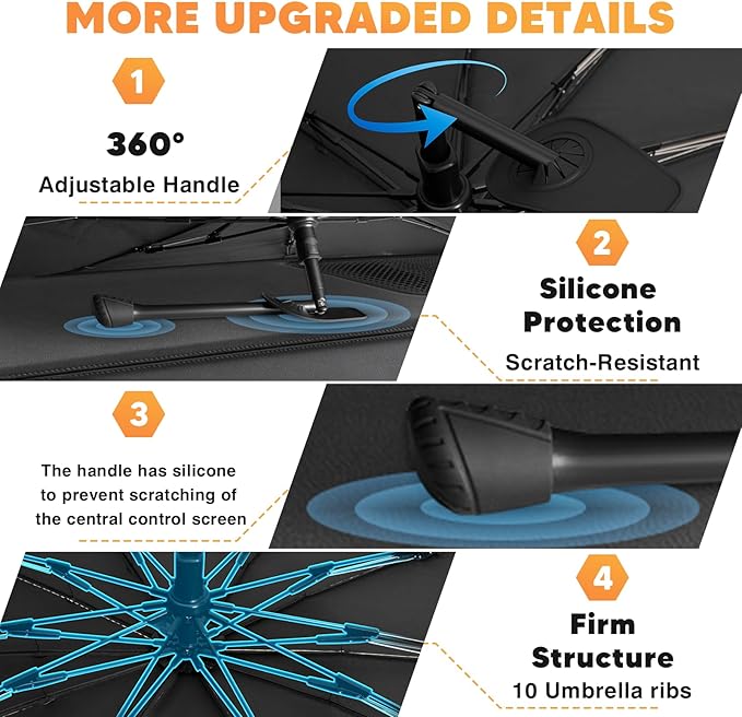 KUST Sun Shade Umbrella for Toyota Camry 2018-2024 | Custom Fit Windshield Sunshade | Foldable Sunshade with Bendable Handle | Blocks Heat & UV Rays Keep Car Cool Sunshield