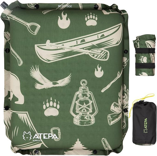 ATEPA Inflatable Seat Cushion, Compact Self-Inflating Seat Cushion for Stadium Airplane Air Travel Bleacher Camping, Blow Up Foam Seat Pad for Outdoor Sports Events Backpacking Hiking Sitting