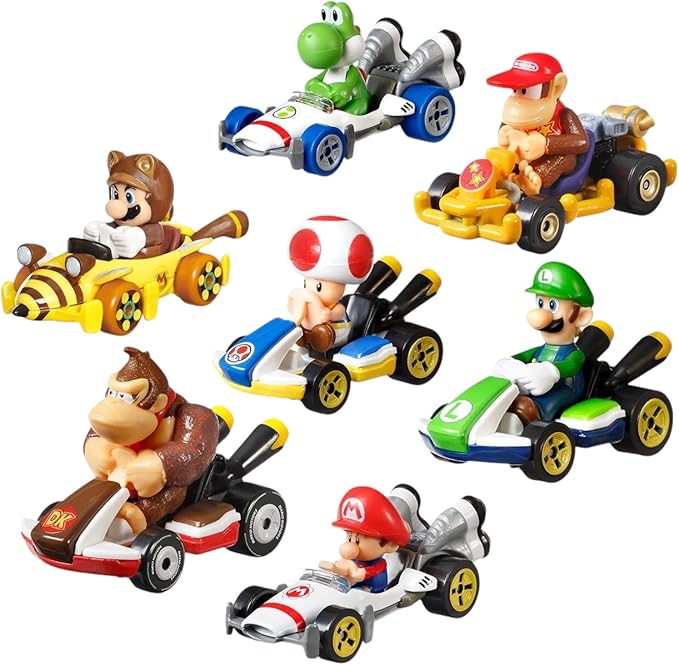 Hot Wheels Mario Kart Die-Cast Character Cars Collection Bundle, 7 Pack, Nintendo Gaming Collectibles GBG25-957P